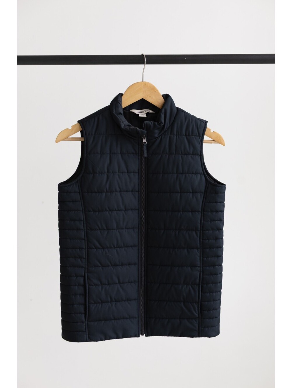 Lands' End Womens Black Quilted Puffer Vest Size M (10-12)
